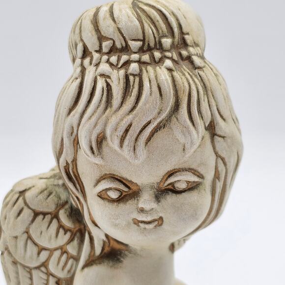 Vintage White and Gold Porcelain Angel Figurines - Cherub Decor Accents - Set/2 - Picture 8 of 10